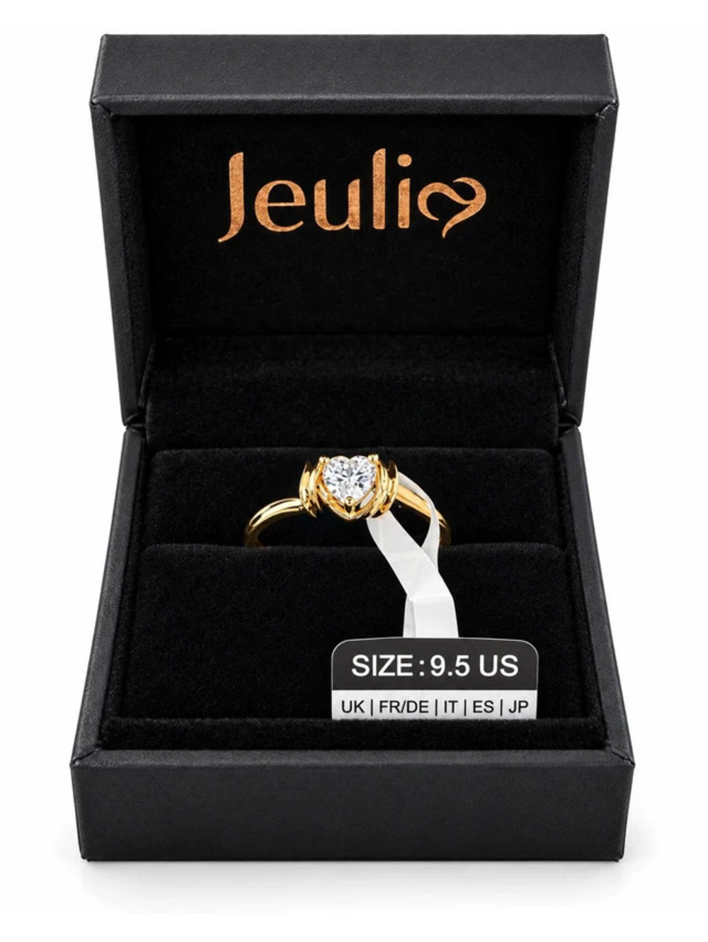 #818 Jeulia Gold Tone Heart Cut Ring Size 9.5 With Box NWT